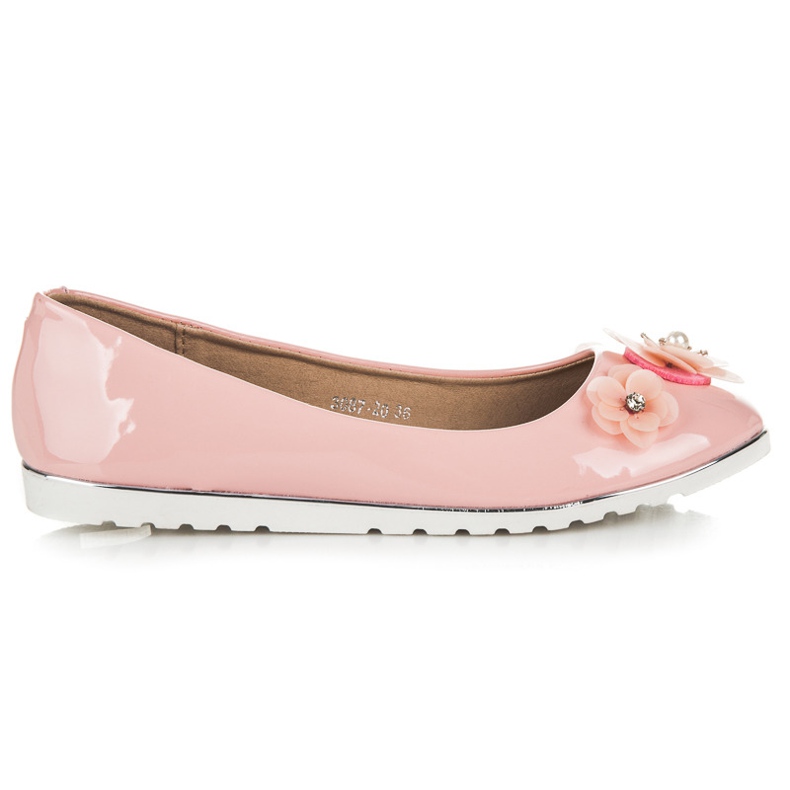 Vices Ballerines laquées à fleurs rose