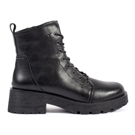 Bottines noires en cuir à semelle épaisse par Sergio Leone le noir