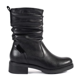 Bottines à talons bas pour femme en cuir noir par Sergio Leone le noir