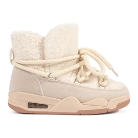 Seastar Boots de neige femme beiges à semelle épaisse