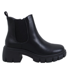 Ledeck Bottines Chelsea en Pu Noir à talons larges le noir