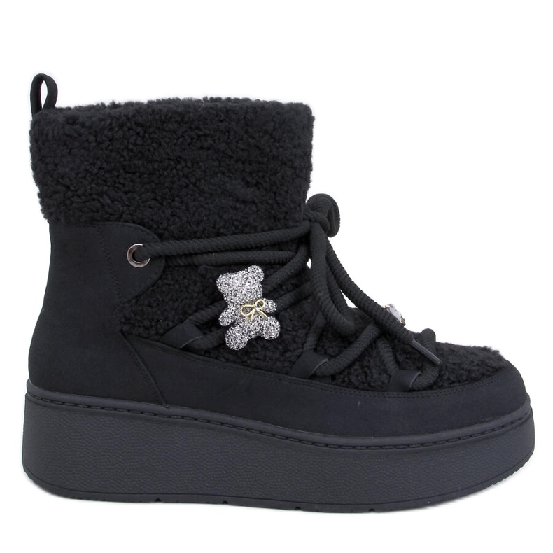 Remati Bottes de neige noires avec peau de mouton le noir