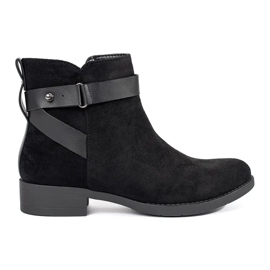 Bottines femme en daim noir avec bride décorative