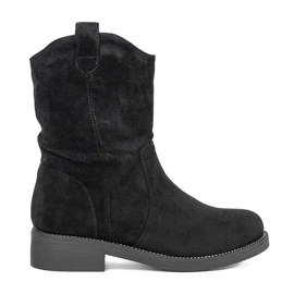 Santiags femme en daim noir le noir