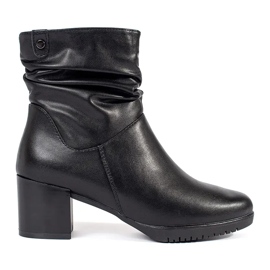 Bottines pour femmes en cuir noir avec tige à volants par Sergio Leone
