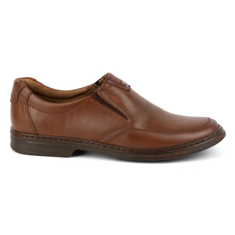 KOMODO Chaussures pour hommes en cuir naturel slip-on 854K marron brun