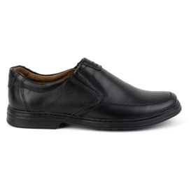 KOMODO Chaussures pour hommes en cuir naturel slip-on 854K, noir