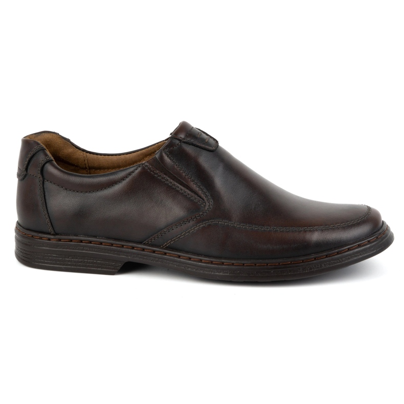 KOMODO Chaussures pour hommes en cuir naturel slip-on 854K, marron foncé brun