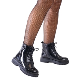 Bottines de travail brevetées noires sur la plateforme Leonora le noir Bottines de travail brevetées noires sur la plateforme Leonora le noir