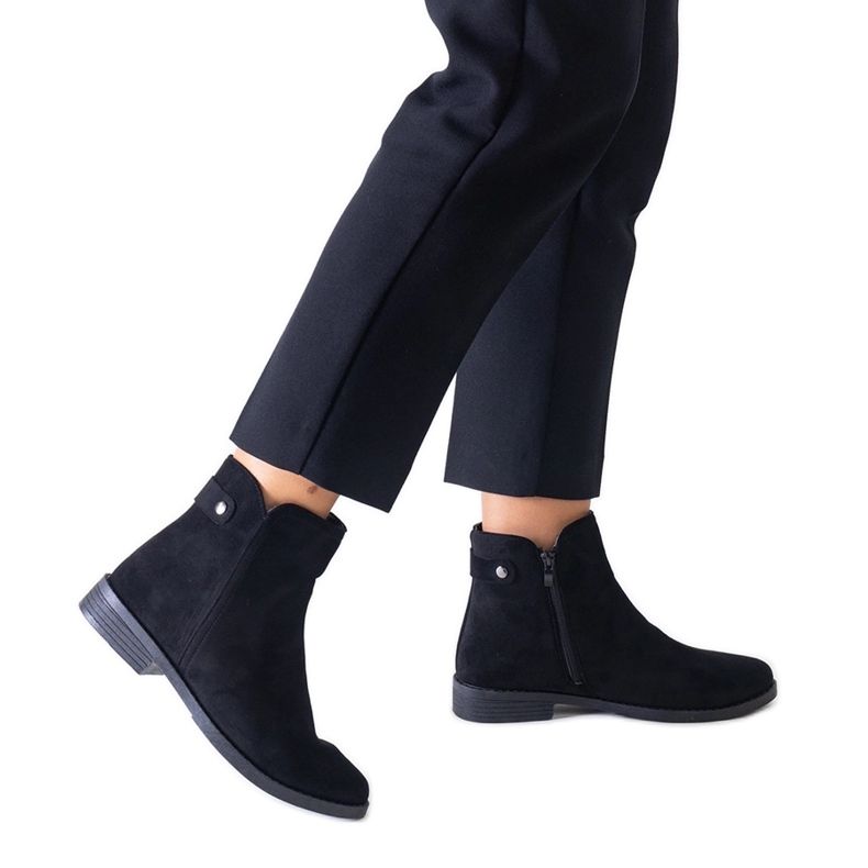 Bottines classiques noires en éco-daim Pereia le noir