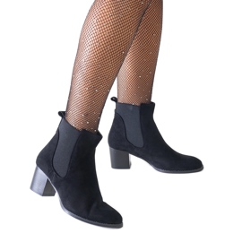 Bottines noires à talons hauts avec empiècements élastiques en éco-daim Nadisa le noir