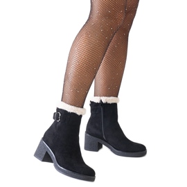 Bottines noires ornées de fourrure en éco-daim Amtula le noir