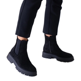 Bottes hautes noires sur une épaisse plateforme en éco-daim Sabra le noir
