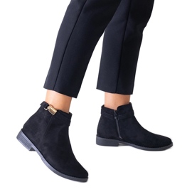 Bottines noires avec empiècements en éco-daim Casetra dorés le noir