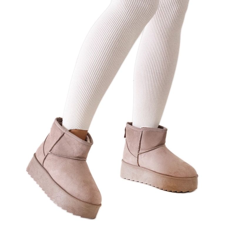 Bottes de neige décontractées beige foncé à plateforme haute de Thaisa