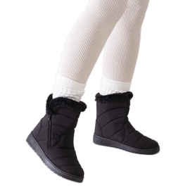 Boots de neige noires ornées de fourrure Khit le noir