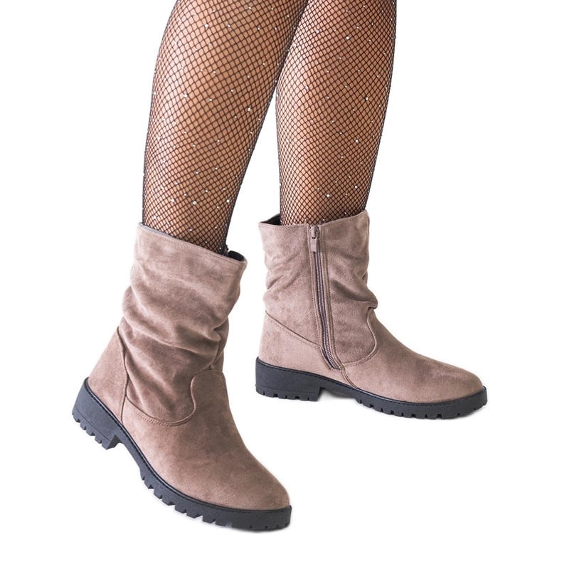 Bottines froissées marron en éco-daim Hinda brun