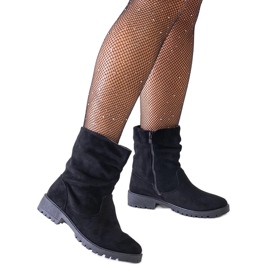 Bottines froissées noires en éco-daim Hinda