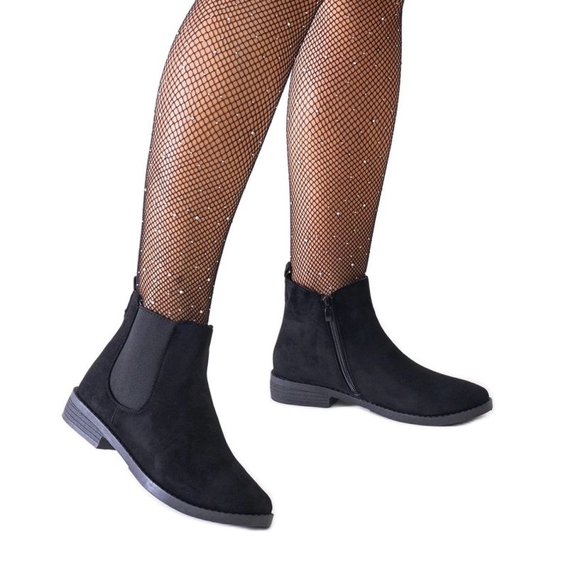 Bottines classiques noires avec empiècement élastique, éco-daim Maiza le noir