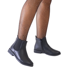 Bottines classiques noires avec empiècement élastique en éco-cuir Maiza