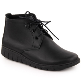 Bottines isolées en cuir pour femme, noires, Helios 501