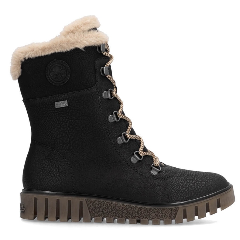Bottes imperméables pour femmes avec fourrure, noires Rieker Y3424-00 le noir