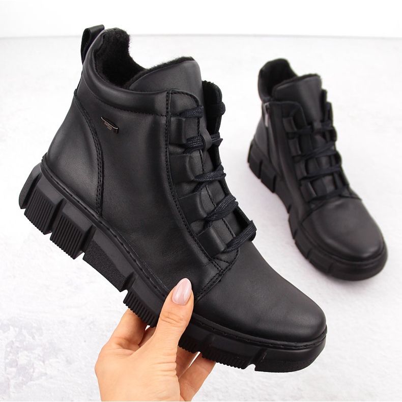 Bottines en cuir confortables et isolées pour femme, noires Helios 523 le noir