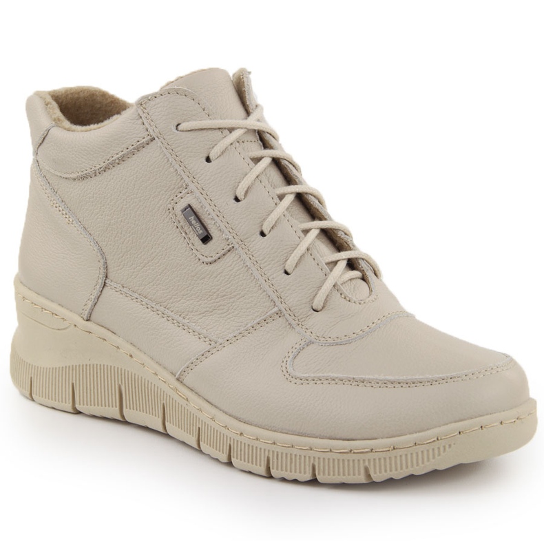 Bottines compensées en cuir pour femmes confortables ekri Helios 543 beige