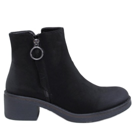Levere Bottines à talons bas en nubuck noir le noir