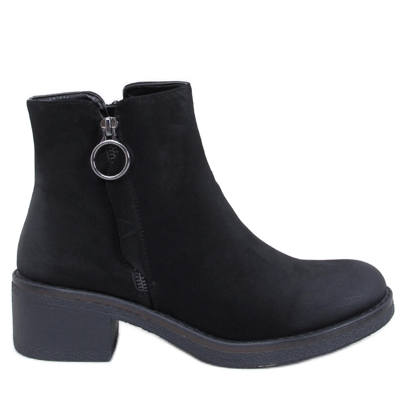 Levere Bottines à talons bas en nubuck noir le noir
