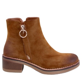Bottines à petit talon en nubuck Levere Camel brun