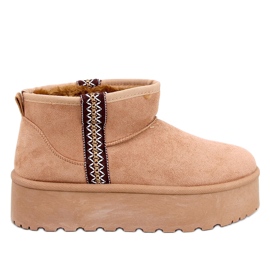 Bottes de neige courtes sur la plateforme Weyan Camel brun