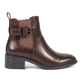 Bottines Chelsea femme marron à boucle et talons hauts brun