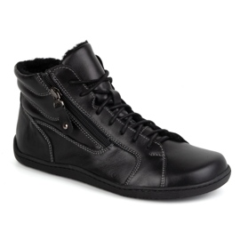 Olivier Chaussures d'hiver en cuir pieds nus minimalistes pour femmes 1261 noir