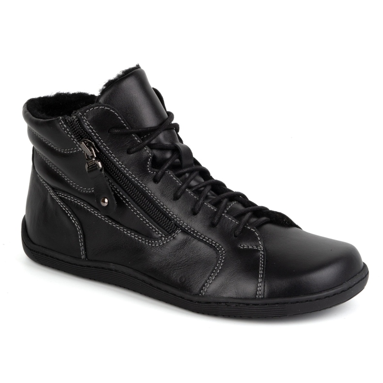 Olivier Chaussures d'hiver en cuir pieds nus minimalistes pour femmes 1261 noir