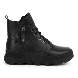 Olivier Bottes d'hiver isolées en cuir pour femme 1222 noir