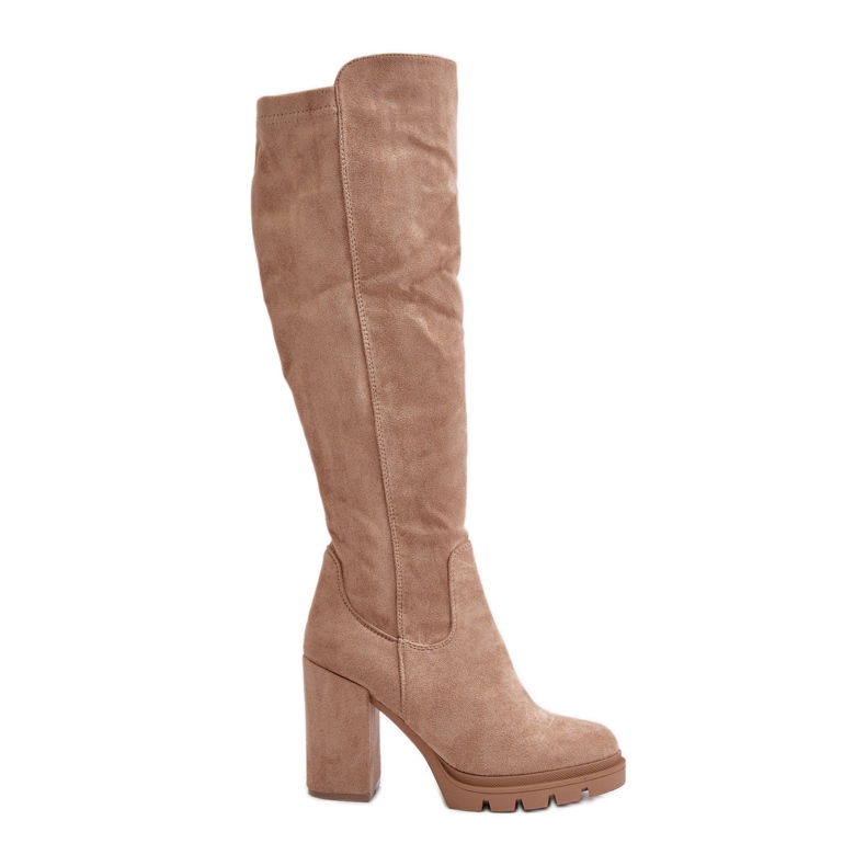 Bottes isolées à talons hauts pour femmes Eco Daim Beige Tirisha