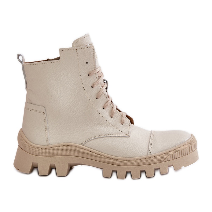 Zazoo 2831 Bottes pour Femme en Cuir Naturel, Beige Clair