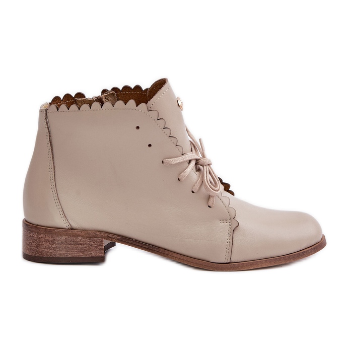 Zazoo 2964 Bottines plates en cuir beige