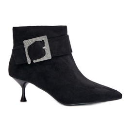 Bottines Femme À Talon Haut Avec Boucle Décorative, Noir Nirilis