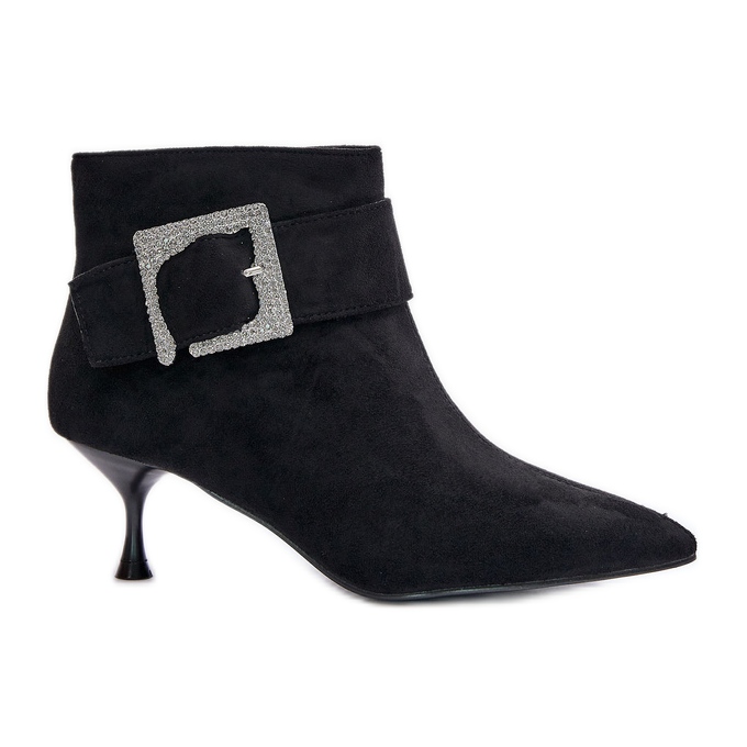 Bottines Femme À Talon Haut Avec Boucle Décorative, Noir Nirilis le noir