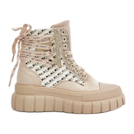 Baskets hautes pour femme à plateforme massive, beige clair Kernia