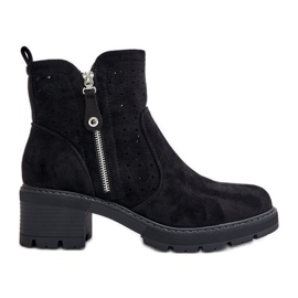 Bottines Femme À Motif Ajouré Sur Talons Hauts, Noir Oviria