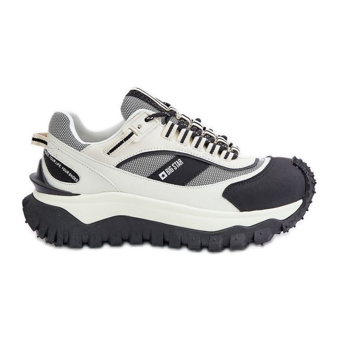 Baskets en cuir pour femmes sur la plateforme Big Star OO274A220 HI-POLY System blanc et noir blanche