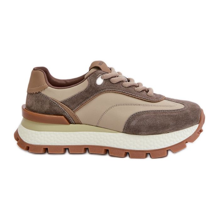Baskets à plateforme pour femmes en cuir naturel Vinceza 41465 Beige Baskets à plateforme pour femmes en cuir naturel Vinceza 41465 Beige