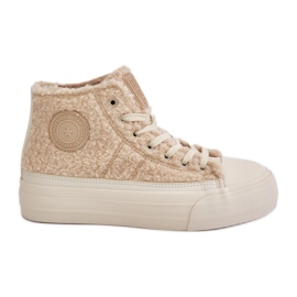 Baskets Femme Isolées Avec Fourrure Peau De Mouton Big Star OO274A444 Beige