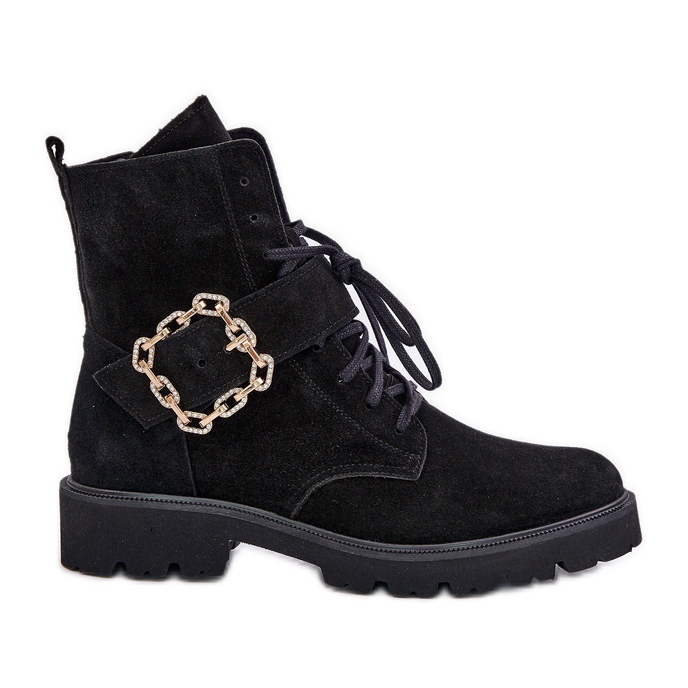 Bottines en daim Zazoo 2951 avec boucle décorative, noir le noir