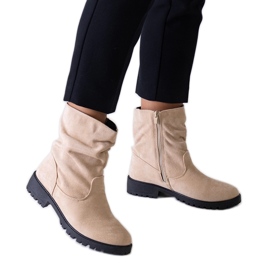 Bottines à volants beiges en éco-daim Hinda