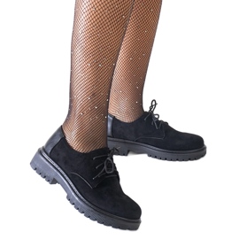 Chaussures à lacets décontractées noires en éco-daim Kalila le noir