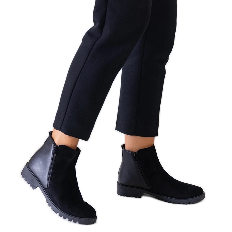 Bottines à plateforme noires en éco-daim Kirla le noir